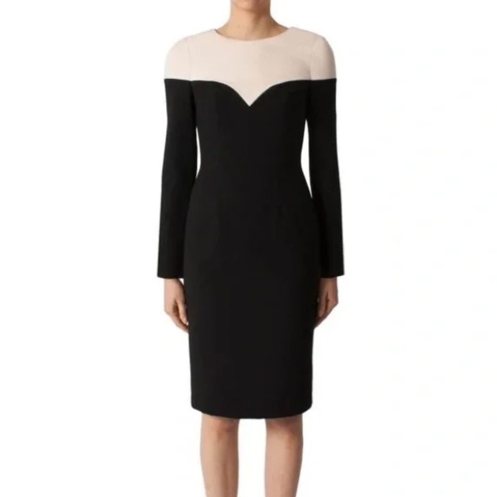 black halo | marla colorblock sheath dress black nude 8
